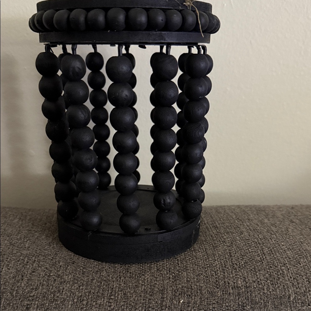 New Black Beaded Candle Holder